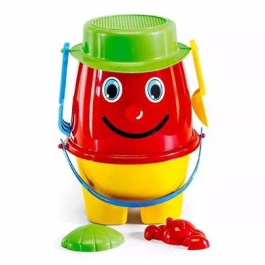Imagem de Brinquedo Infantil Balde De Praia Divertido Boneco Poliplac