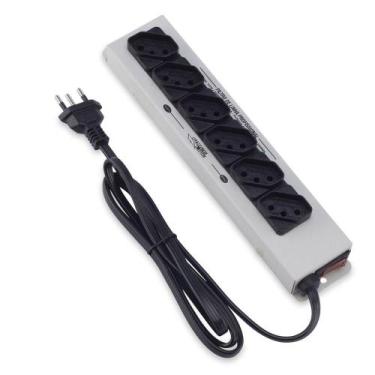 Imagem de Filtro de Linha com 6 Tomadas 10A e Gabinete Metálico Cinza Bivolt 562