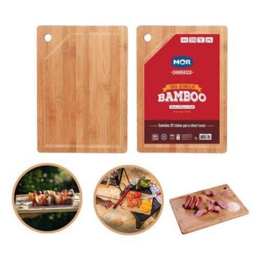 Imagem de Tabua Corte Carne Madeira Churrasco Cozinha Mor 25x35cm Krok Liso Marr