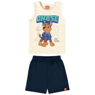 Imagem de Conjunto Infantil Menino Regata Patrulha Canina Malwee Kids, Off white