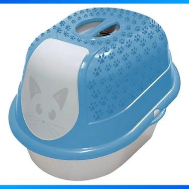 Imagem de Bandeja Higiênica Gato Fechada Com Filtro Para Odor - Furacão Pet, Azu