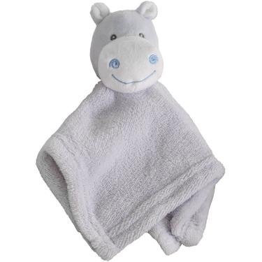 Imagem de Naninha para Bebês Coral Fleece 100% Poliéster 27x27cm Hipopótamo Azul Claro Toque Macio Bene Casa