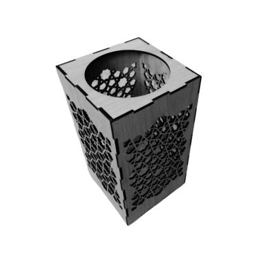 Imagem de Castiçal Star com Vela Eletrônica Decorativa Segura em Madeira MDF Preto Lenobre