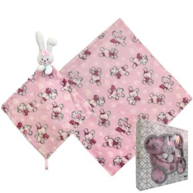 Imagem de Cobertor com Naninha Manta Bebê Microfibra - Djiele, Rosa Coelha
