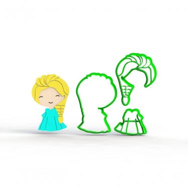Imagem de Cortador Frozen Elza Cute Modular Plástico PLA Biodegradável para Pasta Americana 8CM HB Formas e Cortadores