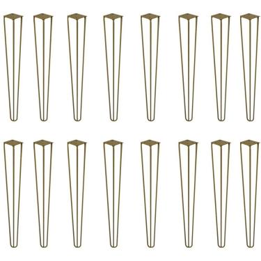 Imagem de Kit 16 Pés de Mesa Hairpin Legs Metal G41 para Mesa de Canto 60CM Dourado Gran Belo