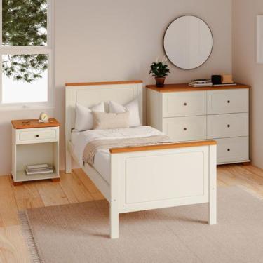 Imagem de Conjunto Dormitório 1 Cama Solteiro 1 Mesa de Cabeceira 1 Cômoda Anand