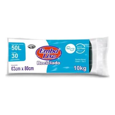 Imagem de Saco Para Lixo Reciclado Preto 50l Com 30 Unidades Embalixo  Kit 2un -