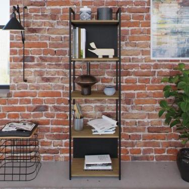 Imagem de Estante com 5 Prateleiras 152x45x33cm com Fundo Yon Marrom/Vermont/Pre