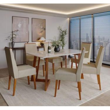 Imagem de Conjunto Sala de Jantar Madeira Maciça com Vidro 6 Cadeiras Califórnia