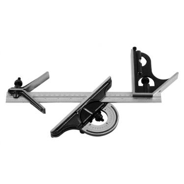 Imagem de Esquadro Combinado 12'' 300mm Worker com Função de Régua e Transferidor em Aço Inoxidável Inox