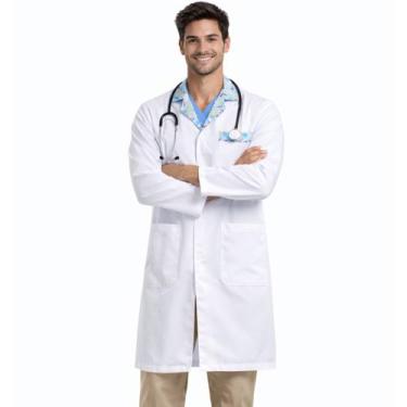 Imagem de Jaleco Masculino Pediatra Manga Longa Estmapa Pediatra Médico Infantil