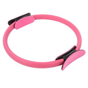Imagem de Keenso Círculo de fitness com alça dupla, anel de ioga de 38 cm, anel de pilates, alça dupla para exercícios mágicos, para uso doméstico e academia (rosa)