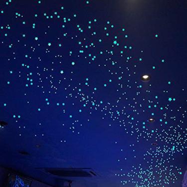 Imagem de Decalques de estrelas que brilham no escuro para teto 633 peças adesivos 3D realistas céu estrelado decoração perfeita para crianças quarto cama quarto presentes