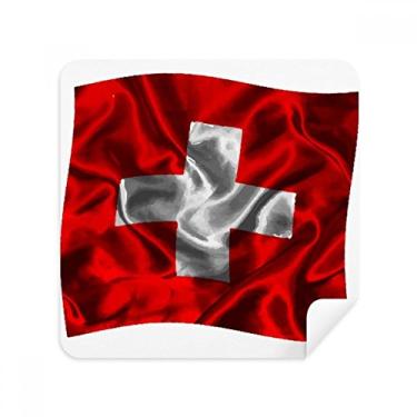 Imagem de Tecido de camurça com estampa de bandeira abstrata da Suíça, textura de seda, pacote com 2