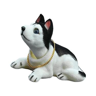 Imagem de Homyl Bonito painel cabeça cães sacudir cabeça estatueta de cachorro acenando cão filhote para carro interior painel decoração decoração de mesa, Husky
