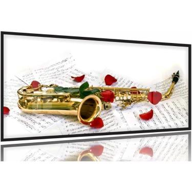 Imagem de Quadro Decorativo Saxofone130x60 Moldura Preta 2x2
