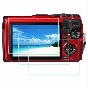 Imagem de ULBTER Protetor de tela para Olympus TG-7 TG-6 TG-5 TG-4 TG7 Vermelho Preto, OM SYSTEM Tough TG-7 0,3 mm 9H Dureza TG6 TG5 TG4 Capa de tela de vidro temperado, antiarranhões e poeira [pacote com 3]