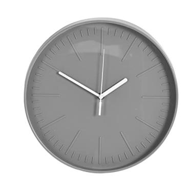 Imagem de Relógio de parede, Movimento Silencioso Plástico ABS 11,8 pol. de diâmetro Alimentado por bateria Relógio de quartzo Estilo Simples Retrô e delicado Fácil de instalar Relógio Decorativo(Cinza)