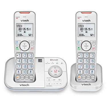 Imagem de VTech Telefone sem fio VS112-27 DECT 6.0 Bluetooth 2 para casa com atendedores, bloqueio de chamadas, identificador de chamadas, interfone e conexão à célula (prata e branco)