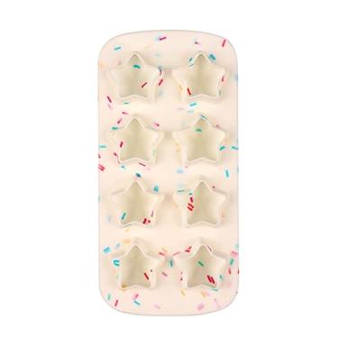 Imagem de Bandeja de cubo de gelo estrela molde de cubo de gelo 8 grade silicone cubo de gelo molde bebida vinho chocolate festa utensílios faça você mesmo para bar cozinha café loja de sobremesas molde de cubo de gelo (cor: bege, tamanho: 21x10,5cm)