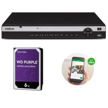 Imagem de Gravador de Vìdeo NVR 16 Canais 4K PoE NVD 3316 P + HD 6 Tera Purple Intelbras