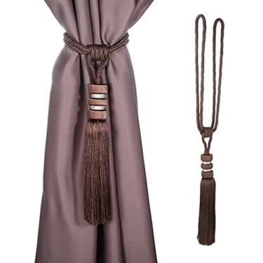 Imagem de 2 pçs gancho de cortina única bola pendurada borlas cortinas fivela sling amarração tiebacks casa quarto sala de estar decoração de cortina, 2