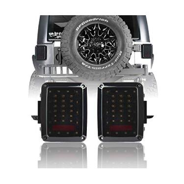 Imagem de V8 GOD Luzes traseiras de LED fumaça, luz de freio, luzes de seta de seta traseira, lâmpada reversa para Jeep Wrangler JK 2007-2018