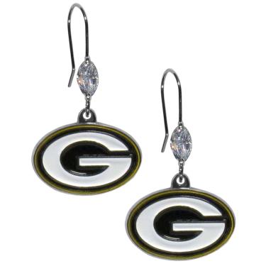 Imagem de Brincos femininos de cristal NFL Siskiyou Sports Green Bay Packers tamanho único branco