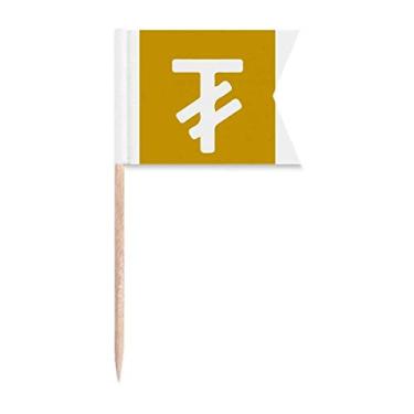 Imagem de Símbolo de moeda Mongólia Tugrik MNT Bandeiras de palito de dente Marcação de rotulagem para bolo de festa Prato de queijo