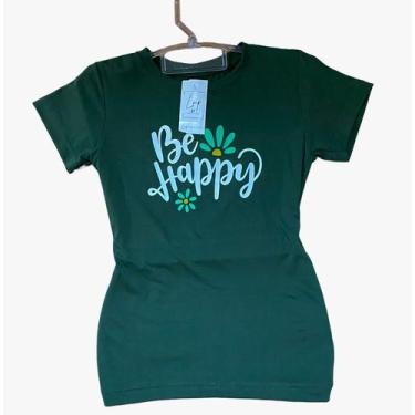 Imagem de Camiseta Feminina Baby Look Viscolycra Be Happy Lindas Cores - Lmp Con