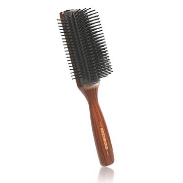 Imagem de Vess C-2000 Professional Hair Brush Tourmaline Ceramic 9 Row Round Tip Curved Pad antiestático Natural Rubber Specialized Pin Estrutura
