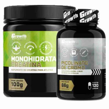 Imagem de Kit Creatina 100G Monohidratada + Cromo 120 Caps Growth - Growth Suppl