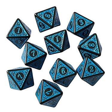 Imagem de UGPLM 10x Dados de 8 lados Dados D8 Dados de acrílico D8 Dados poliédricos Dados de jogo de 8 lados Dados de 15 mm para festa Jogo de tabuleiro Jogos, Azul
