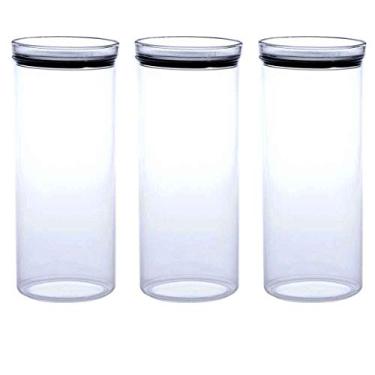 Imagem de 3 Potes Herméticos Redondo Empilháveis 2200ml para armazenamento de alimentos