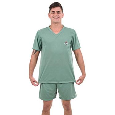 Imagem de Pijama 4 Estações Curto Masculino Fechado Verão (M, Verde Claro)