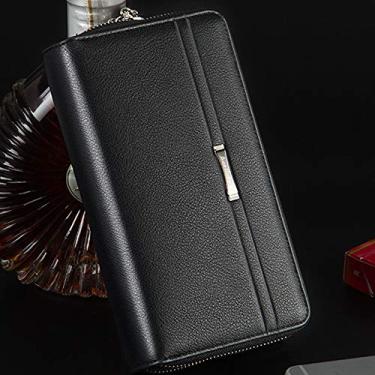 Imagem de KKmoon Carteiras de luxo masculinas compridas de couro PU para celular bolsa carteira bolsa bolsa de mão com zíper superior porta-cartões carteira grande