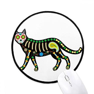 Imagem de Mouse pad com coração de osso e gato preto, dia das bruxas, tapete redondo para escritório