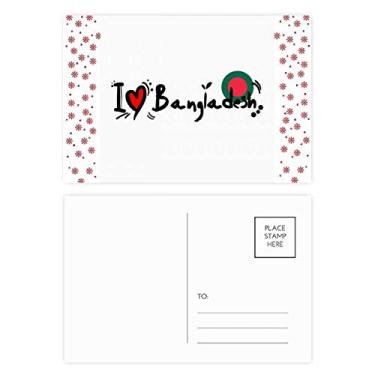 Imagem de I Love Bangladesh Bandeira de Palavra Amor Ilustração Coração Natal Flor Celebração Cartão Postal Bênção Cartão de Correio