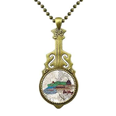 Imagem de DIYthinker Tian Colar masculino de ninho de pássaro de Pequim China Colar antigo com pingente de música de guitarra