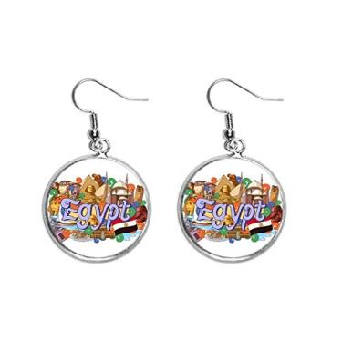 Imagem de Faraó Pirâmide Egito Graffiti Orelha Pendente Prata Brinco Joia Feminina