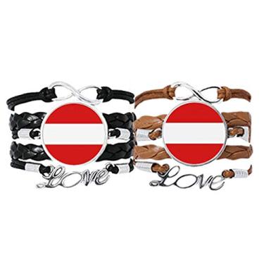 Imagem de DIYthinker Pulseira de couro com a bandeira nacional da Áustria com alça de mão e alça de mão