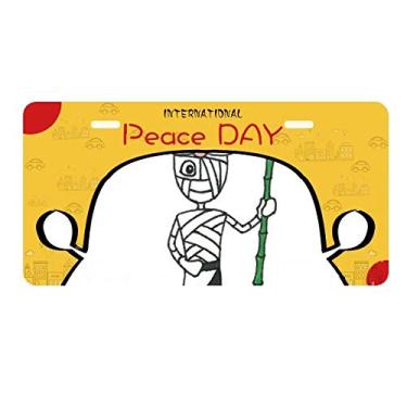 Imagem de DIYthinker Placa de carro Egypt Mummy Horus Panda Hat Placa de carro Decoração Dia da Paz