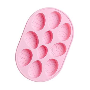 Imagem de KEAIDO Molde de ovos de Páscoa com 10 cavidades, molde de doces de silicone de dinossauro 3D, bombas de cacau, ovos quebráveis, casca de chocolate de marshmallow faça-você-mesmo antiaderente de avestruz, utensílios para assar bolo e doces (rosa)