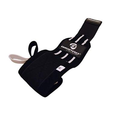 Imagem de Gripad Envoltórios de pulso de suporte para levantamento de peso de 30,5 cm x 7,6 cm, envoltórios de pulso fortes, 2 alças de polegar – Ótimo para halterofilismo, musculação, musculação, força e cross training. (preto/branco)