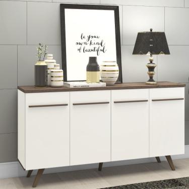 Imagem de Buffet Retrô com 4 Portas - Off White/Rústico