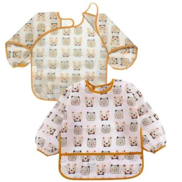 Imagem de Babador Manga Longa Impermeável BLW Kit 2Unds Ursinhos