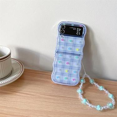 Imagem de Estojo de telefone estilo xadrez flor lua estrela para Samsung Galaxy ZFlip 4 3 ZFlip5 Zflip4 capa rígida suporte de concha sólida, 04, para Samsung Z Flip 3