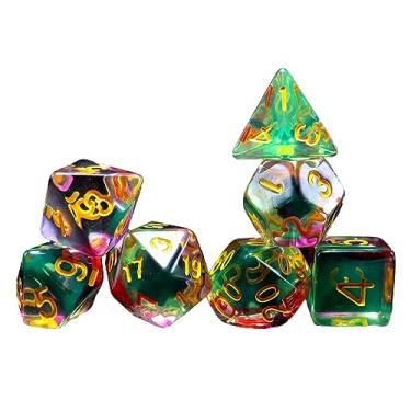 Imagem de Dynwave 7 pçs dados de vários lados, dados de jogo, dados de jogo de RPG D4-D20 Conjunto de dados poliédricos, dados de acrílico, para jogo de RPG, jogo de, Vermelho verde