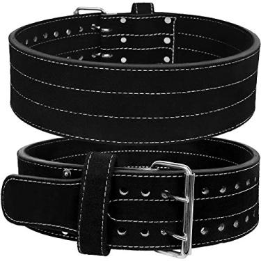 Imagem de Cinto de levantamento de peso HHR de couro de camurça com pino duplo - 10 polegadas de largura, 10 mm de espessura - Cinto de levantamento de peso máximo suporte e proteção - ideal para levantamento